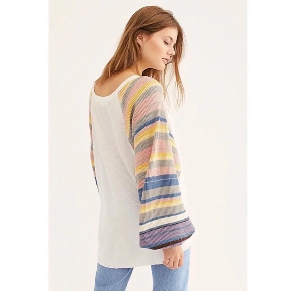 We The Free Rainbow Dreams Striped Balloon Sleeve Thermal Top - Picture 2 of 6